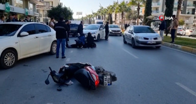 Motosiklet sürücüsü şerit ihlali sonucu hastanelik oldu