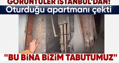 Görüntüler Küçükyalı'dan... Tuttuğu kolon eline kaldı! Sosyal medya bunu konuşuyor: Böyle bir binada oturuyoruz, bizim tabutumuz
