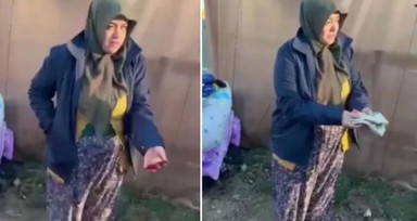Yardım için gönderilen montun her bir cebinden çıkanlar depremzede kadına duygu dolu anlar yaşattı 