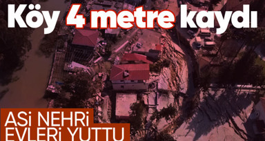 Hatay'da deprem nedeniyle Demirköprü Mahallesi 4 metre kaydı! Müstakil evler Asi Nehrine sürüklendi