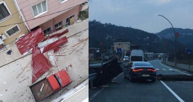 Rize fırtınaya esir! Yollar kapandı, çatılar uçtu