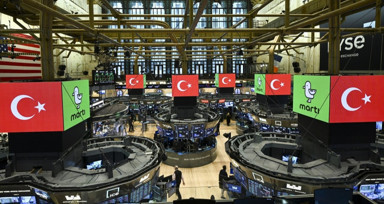 Mart'ının New York Borsası'na açılma planları kapsamında yapılan görüşmede Türk bayraklı karşılama!