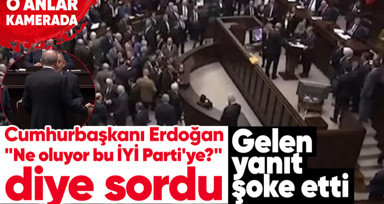 Cumhurbaşkanı Recep Tayyip Erdoğan "Ne oluyor bu İYİ Parti'ye?" diye sordu, Mehmet Özhaseki'nin cevabı şoke etti! O anlar kameraya böyle yansıdı