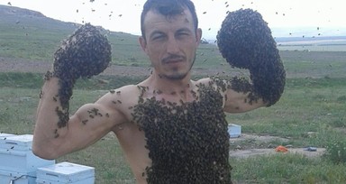 Bir garip hobi! Arıcının yaptıklarının gören şaşıp kalıyor