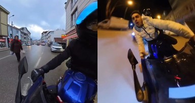 Bursa'da yol verdiği teyzenin duasını alan motosikletli direksiyona arkadaşını geçirince kaza yaptı