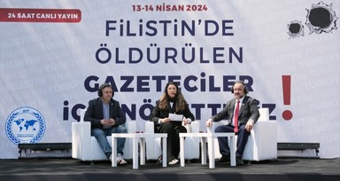 İstanbul'da, Gazze'de öldürülen gazeteciler için 24 saat devam edecek tepki yayını başladı