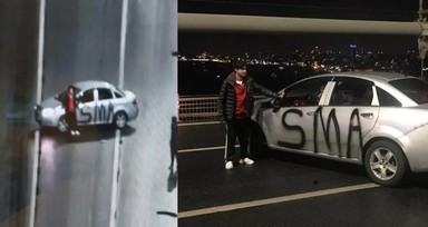 Köprüde büyük paniğe sebep olan araçlı eylem! İfadesi ortaya çıkan eylemci tutuklandı