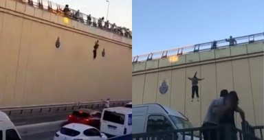 E-5 Karayolu'nda intihar girişimi! Genç kız koşarak aşağıya atladı