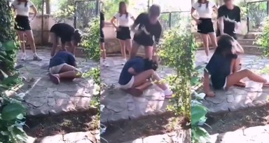 Marmaris'te kız kavgası! 6 kız, ikisini araya alıp evire çevire dövdü