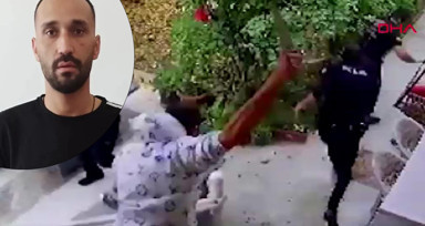 Konya'da polise bıçaklı saldırı kamerada! Zanlının sabıkası kabarık çıktı