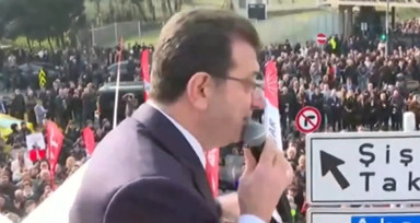 Çağlayan'da ifade veren Ekrem İmamoğlu kalabalığa seslendi