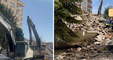 Konya'da 6 katlı binanın yıkılması paniğe yol açtı