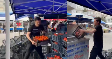 Çorum'da ucuza satmamak için domatesleri çöpe döken pazarcıya milyonluk ceza