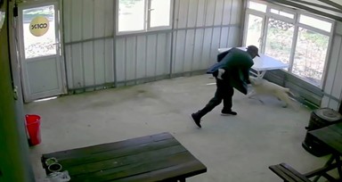 Köy kahvesinde bakılan köpeği bastonuyla darp etti; o anlar kamerada