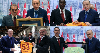 Cumhurbaşkanı Erdoğan Galatasaray'ı kabul etti! Osimhen, Barış Alper Yılmaz, Muslera... Formalarını hediye ettiler