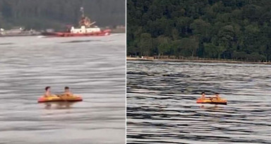 Sarıyer'de denize açılan çocuklar yürekleri ağızlara getirdi