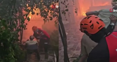 İzmir'deki yangından yürek sızlatan anlar: Mahsur kalanları ekipler böyle kurtardı