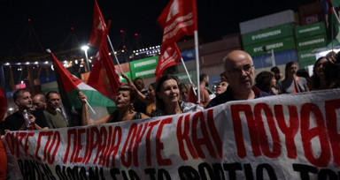 Yunanistan'da İsrail protestosu! Ülke sınırları üzerinden malzeme götürülmemesi için eylem yaptılar