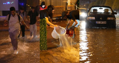 Samsun'da sağanak yağış: Atakum'da ev ve iş yerlerini su bastı