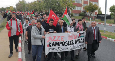 Trakya Üniversitesinden Gazze’ye destek yürüyüşü