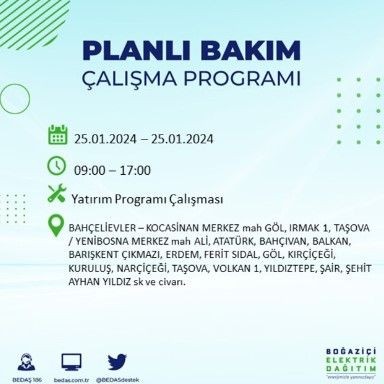 BEDAŞ 25 Ocak'ta İstanbul'un 19 ilçesinde elektrik kesintisi olacağını duyurdu - Resim: 34