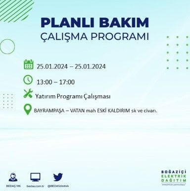 BEDAŞ 25 Ocak'ta İstanbul'un 19 ilçesinde elektrik kesintisi olacağını duyurdu - Resim: 29