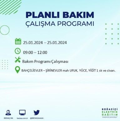 BEDAŞ 25 Ocak'ta İstanbul'un 19 ilçesinde elektrik kesintisi olacağını duyurdu - Resim: 35