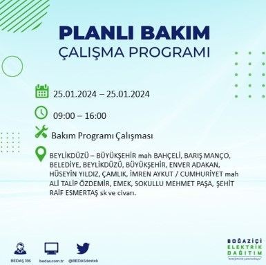 BEDAŞ 25 Ocak'ta İstanbul'un 19 ilçesinde elektrik kesintisi olacağını duyurdu - Resim: 31