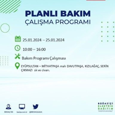 BEDAŞ 25 Ocak'ta İstanbul'un 19 ilçesinde elektrik kesintisi olacağını duyurdu - Resim: 20