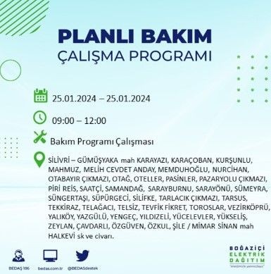 BEDAŞ 25 Ocak'ta İstanbul'un 19 ilçesinde elektrik kesintisi olacağını duyurdu - Resim: 6