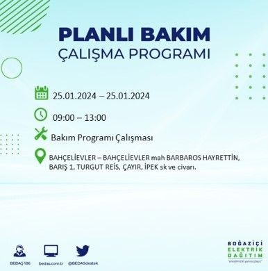 BEDAŞ 25 Ocak'ta İstanbul'un 19 ilçesinde elektrik kesintisi olacağını duyurdu - Resim: 36