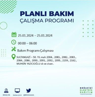 BEDAŞ 25 Ocak'ta İstanbul'un 19 ilçesinde elektrik kesintisi olacağını duyurdu - Resim: 4