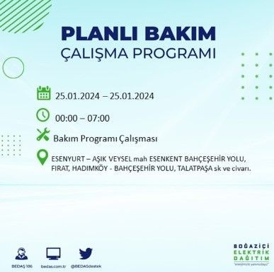 BEDAŞ 25 Ocak'ta İstanbul'un 19 ilçesinde elektrik kesintisi olacağını duyurdu - Resim: 24