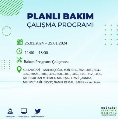 BEDAŞ 25 Ocak'ta İstanbul'un 19 ilçesinde elektrik kesintisi olacağını duyurdu - Resim: 3