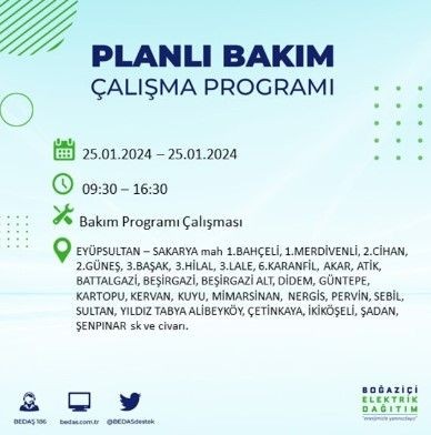 BEDAŞ 25 Ocak'ta İstanbul'un 19 ilçesinde elektrik kesintisi olacağını duyurdu - Resim: 18