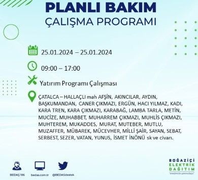BEDAŞ 25 Ocak'ta İstanbul'un 19 ilçesinde elektrik kesintisi olacağını duyurdu - Resim: 25