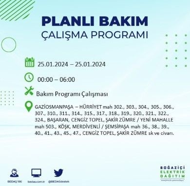 BEDAŞ 25 Ocak'ta İstanbul'un 19 ilçesinde elektrik kesintisi olacağını duyurdu - Resim: 14