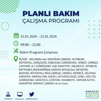BEDAŞ 25 Ocak'ta İstanbul'un 19 ilçesinde elektrik kesintisi olacağını duyurdu - Resim: 8