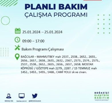 BEDAŞ 25 Ocak'ta İstanbul'un 19 ilçesinde elektrik kesintisi olacağını duyurdu - Resim: 41