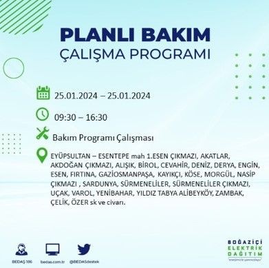BEDAŞ 25 Ocak'ta İstanbul'un 19 ilçesinde elektrik kesintisi olacağını duyurdu - Resim: 21