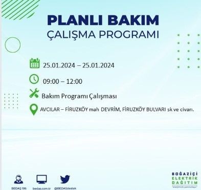 BEDAŞ 25 Ocak'ta İstanbul'un 19 ilçesinde elektrik kesintisi olacağını duyurdu - Resim: 42