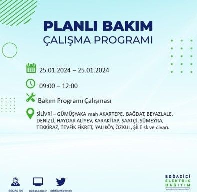 BEDAŞ 25 Ocak'ta İstanbul'un 19 ilçesinde elektrik kesintisi olacağını duyurdu - Resim: 7