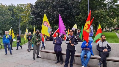 İsveç'te terör örgütü PKK/YPG destekçilerinden alçak provokasyon! Cumhurbaşkanı Recep Tayyip Erdoğan'ın maketini astılar