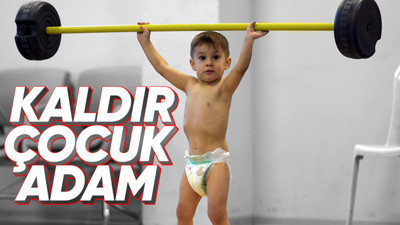 Minik halterci Mert neşe kaynağı oldu
