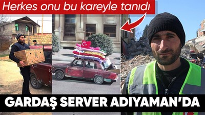 Eski aracına taktığı Türk bayrağıyla köy köy yardım toplayan Azerbaycanlı Server Beşirli Adıyaman'a geldi | VİDEO