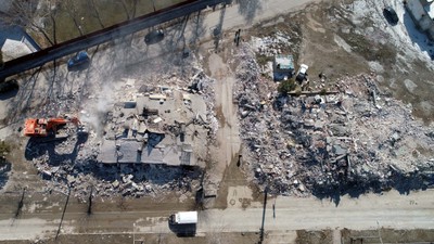 Kahramanmaraş merkezli depremler sonrası Elbistan'da meydana gelen yıkım havadan görüntülendi!