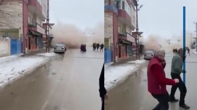 Binalar çökerken böyle kaçtılar! Depremin yaşattığı büyük korku kamerada