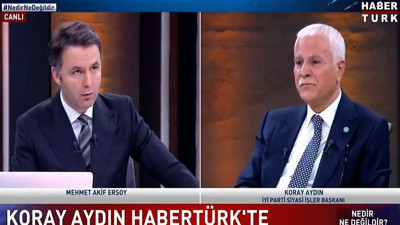Koray Aydın "99 depreminde yağma olmadı" dedi, sunucu Mehmet Akif Ersoy gazete kupürlerini göstermek isteyince izin vermedi