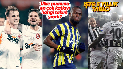 Son 5 sezonda ülke puanına en çok katkıyı hangi takım yaptı? İşte o tablo