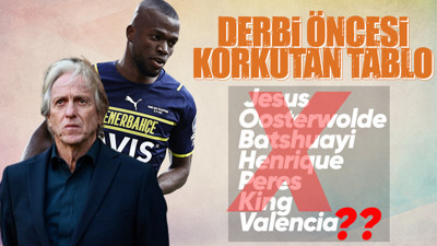 Fenerbahçe'de Beşiktaş derbisi öncesi korkutan tablo! Jesus ve 6 isim...
